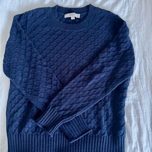 LOFT Textured Navy Crewneck Sweater